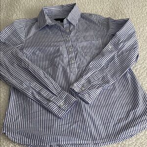 Tommy Hilfiger Blue and White Striped Button Down Shirt
